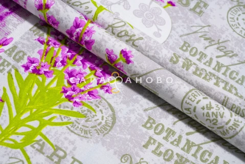 Ткань Рогожка 150 см 170 гр рис Лаванда вид 1
