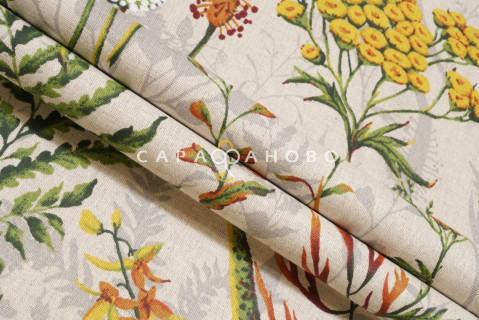 Ткань Полулён п/варёный 150 см 140 гр рис Льняная осень 21498