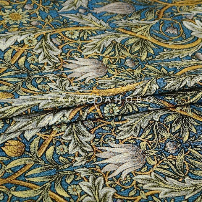Гобеленовая ткань 175 см. Рис Ноктюрн синий