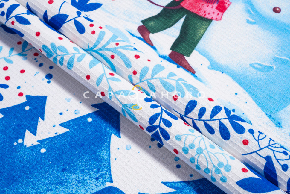 Ткань Вафельное полотно 150 см 155 гр 500019/1 Снежные забавы
