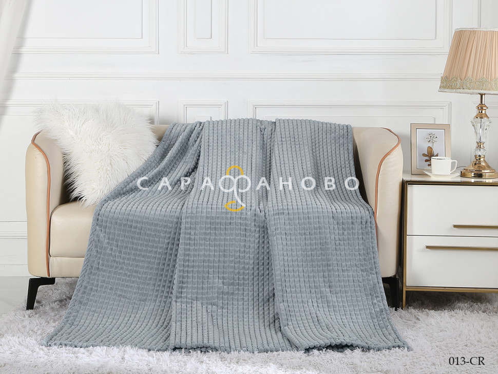 Ткань велсофт Клетка 205 см 270 гр Светло-серый