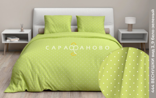 Ткань Бязь 220 см 120 гр рис. 444 Веснушка, вид 3/9, бело-зеленый