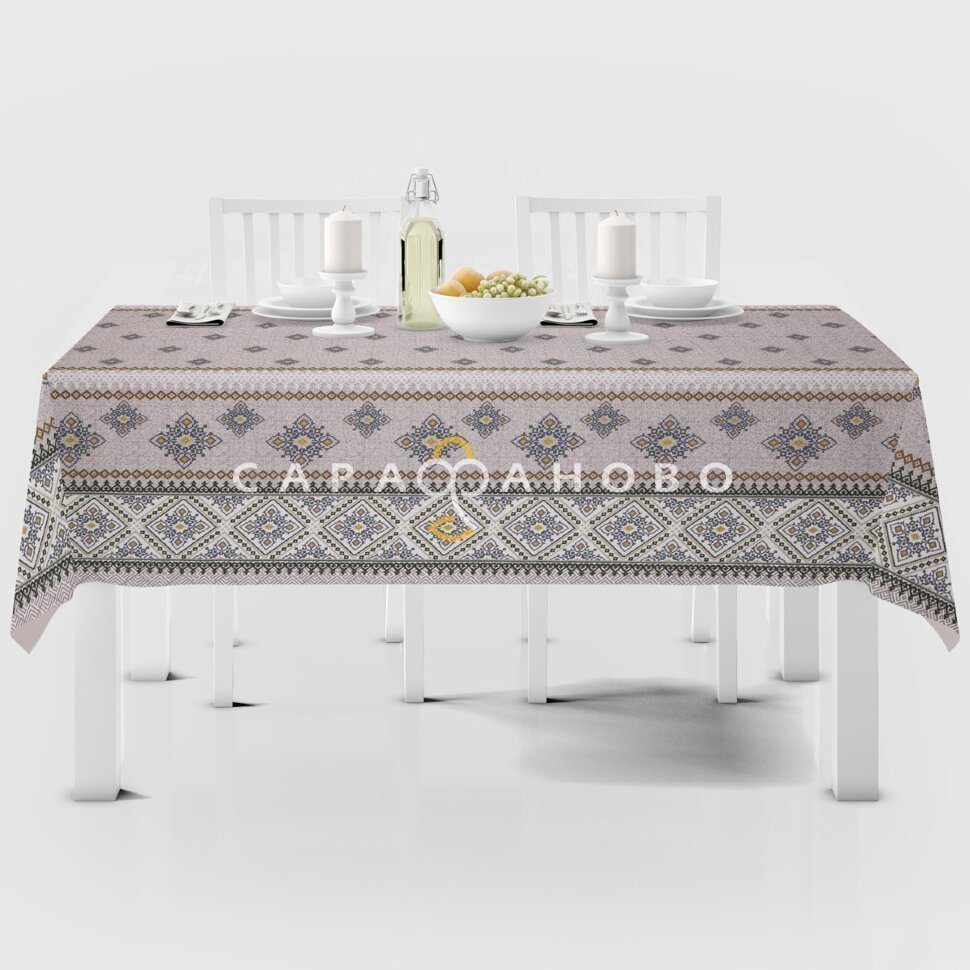 Ткань Рогожка 150 см рис. 30087/2 Русские узоры