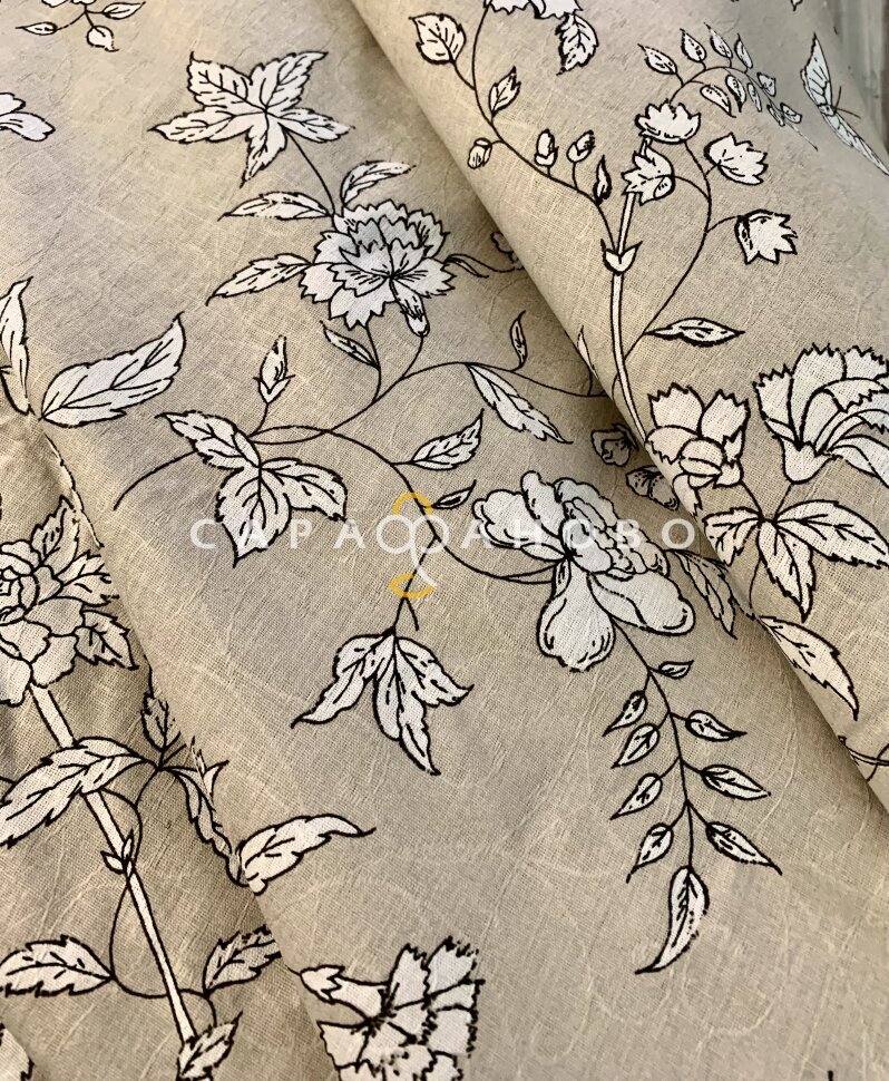 Ткань Полулён п/варёный, жаккард 150 см. рис ЭДЕМ № 1337(140 гр/м2)