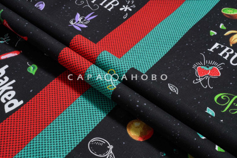 Ткань Рогожка 150 см рис. 12226-1 Кулинарное шоу