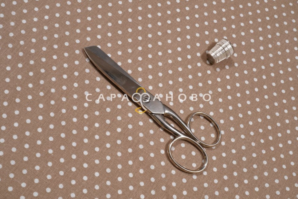 Ткань Бязь 150 см рис. 232/34 Горошек (кофе о/м)