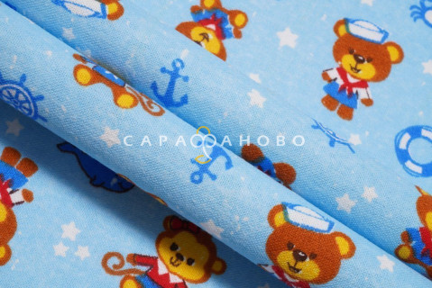 Ткань Фланель 90 см рис. 5266-1 "Мишка - морячок"