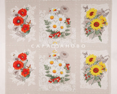 Ткань вафельное полотно 150 См. Подсолнухи (3040-1)