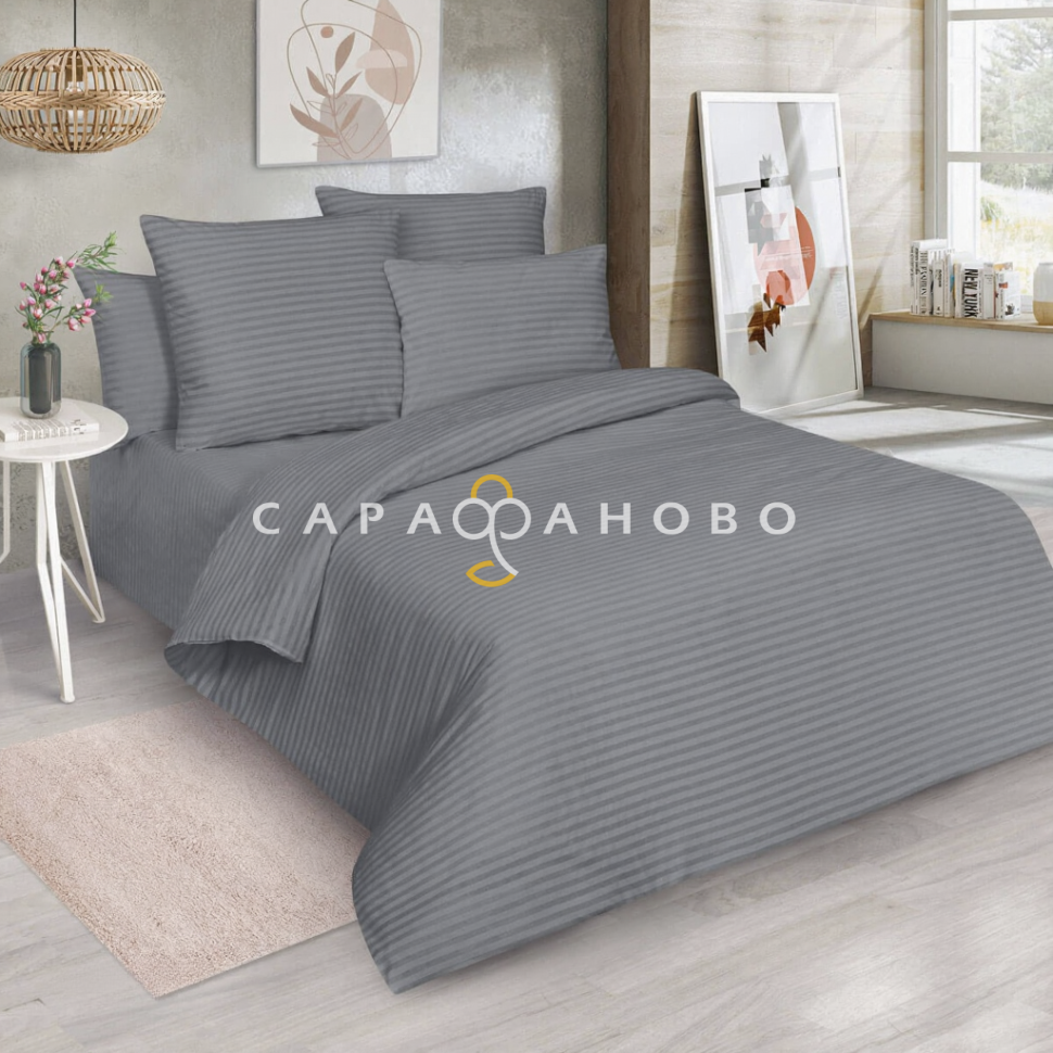 Ткань Поплин-страйп 220 см 115 гр. рис. 12423/7 св.сер. (ВИТА)