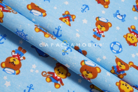 Ткань Фланель 75 см рис. 5093-1 "Мишка - морячок"