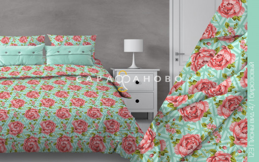 Ткань Бязь 150 см 120 гр рис. 123в4/1 Пионы