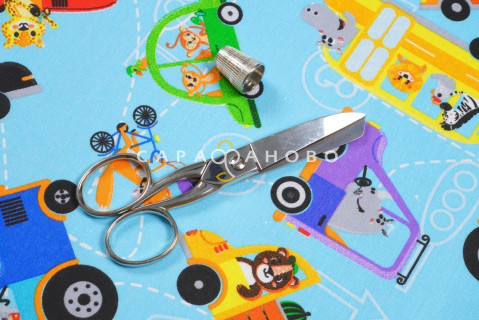 Ткань Бязь Комфорт 150 см Детская коллекция "Автотранспорт" рис 13201 вид 1