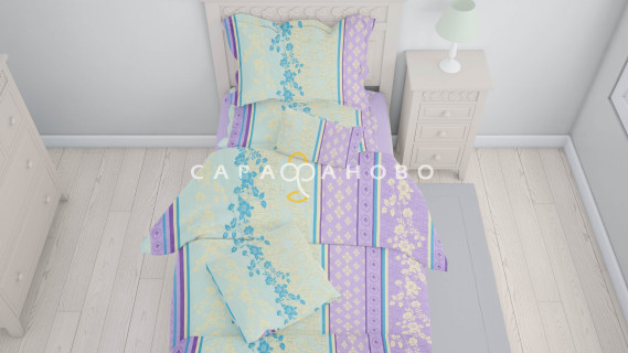 Ткань бязь 150 см 140 гр. рис 076 Орнамент с цветами 2/3