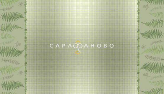 Ткань Рогожка 150 см 170 гр 2311/1 Ботаника (зеленая скатерть)