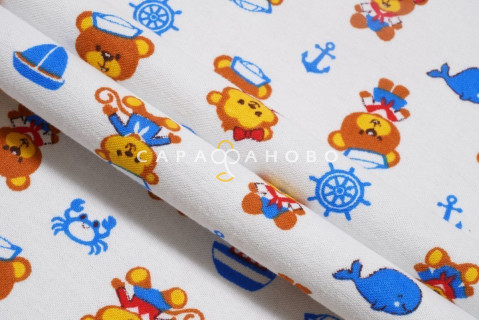 Ткань Фланель 90 см рис. 5245-1 "Мишка морячок"