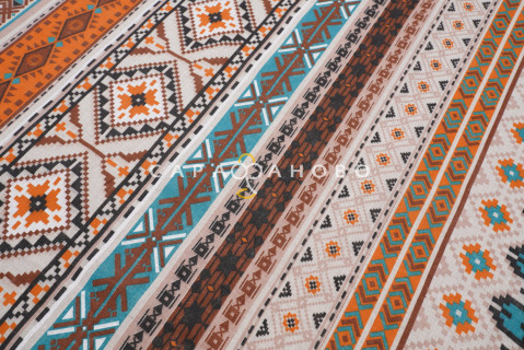 Ткань Полулён п/варёный 150 см рис Марокко (бохо-шик) № 1612